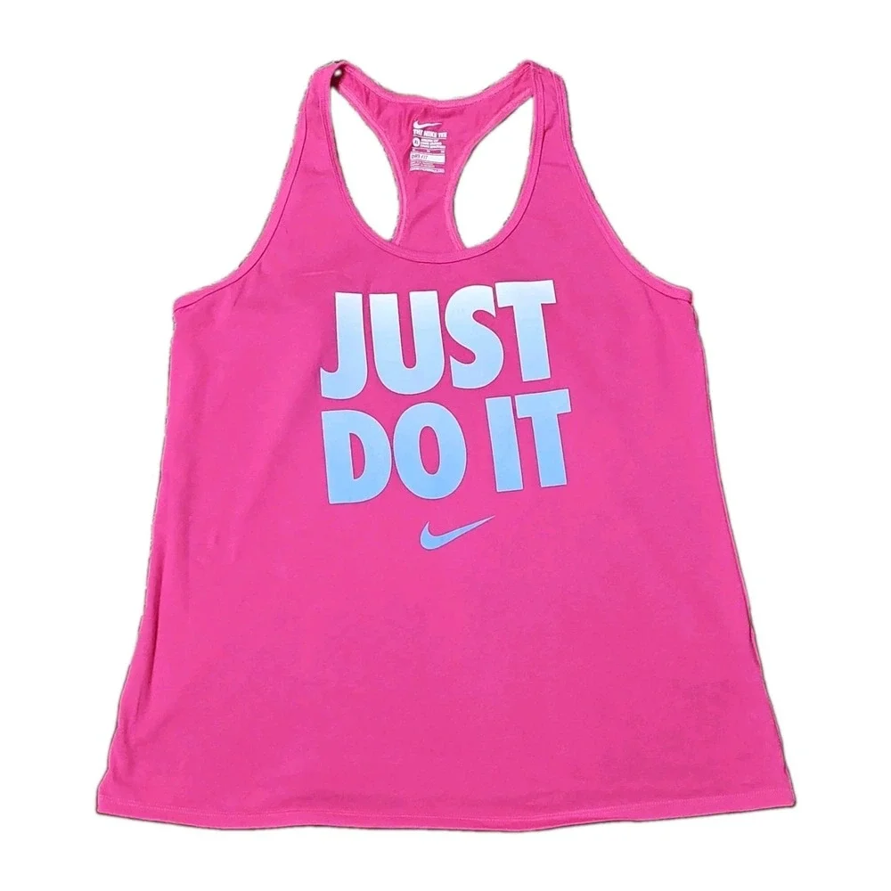 Nike Dri-FIT Women's Pink Racerback Tank XL Graphic Logo Athletic workout